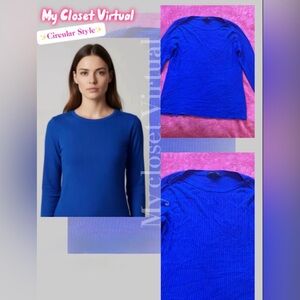 Tommy Hilfiger Electric Blue Ribbed Long Sleeve Top